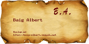 Baig Albert névjegykártya
